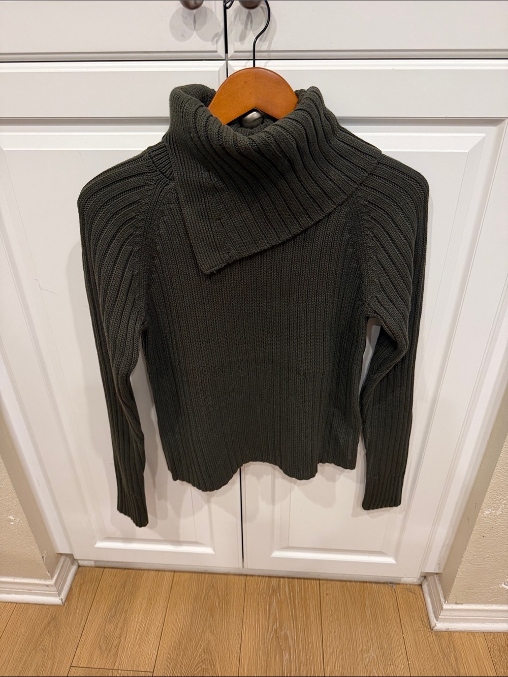 ANR+ Olive Green Ribbed Turtleneck Sweater